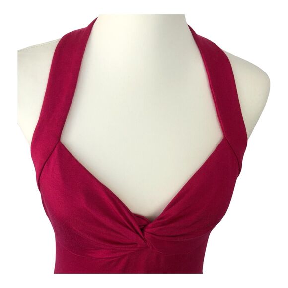 Trina Turk Sexy Fuschia Pink Deep V-Neck Halter Top with Open Back Size Medium - Picture 3 of 10